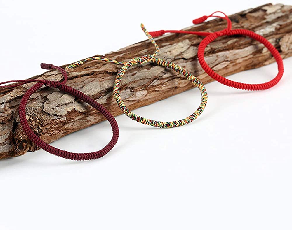 MENGLINA Men Women Chinese Lucky Red String Bracelet Tibetan Buddhist Prayer Handmade Yoga Prayer Rope Mala Bracelet Adjustable Size - Image 6